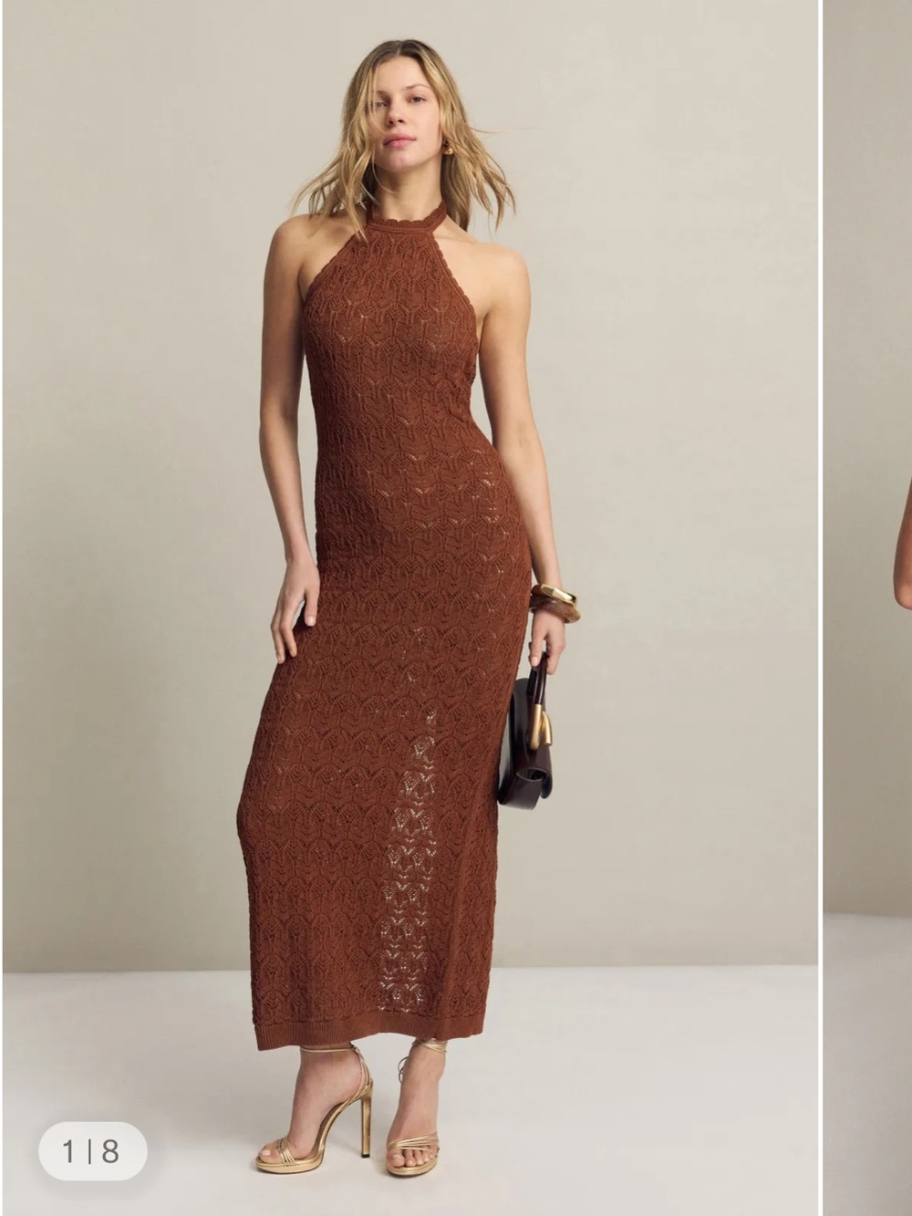 Ronny Kobo knit maxi dress brown halter